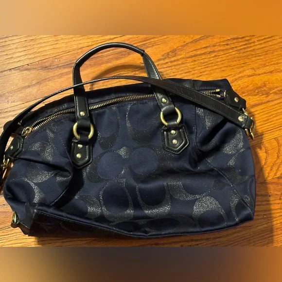 Coach logo navy and sparkle Elegant Black Handbag - Picture 2 of 4